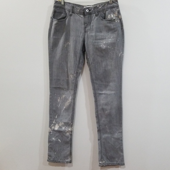 So gray and white bleach splattered jeans ,size 5. - Picture 2 of 8